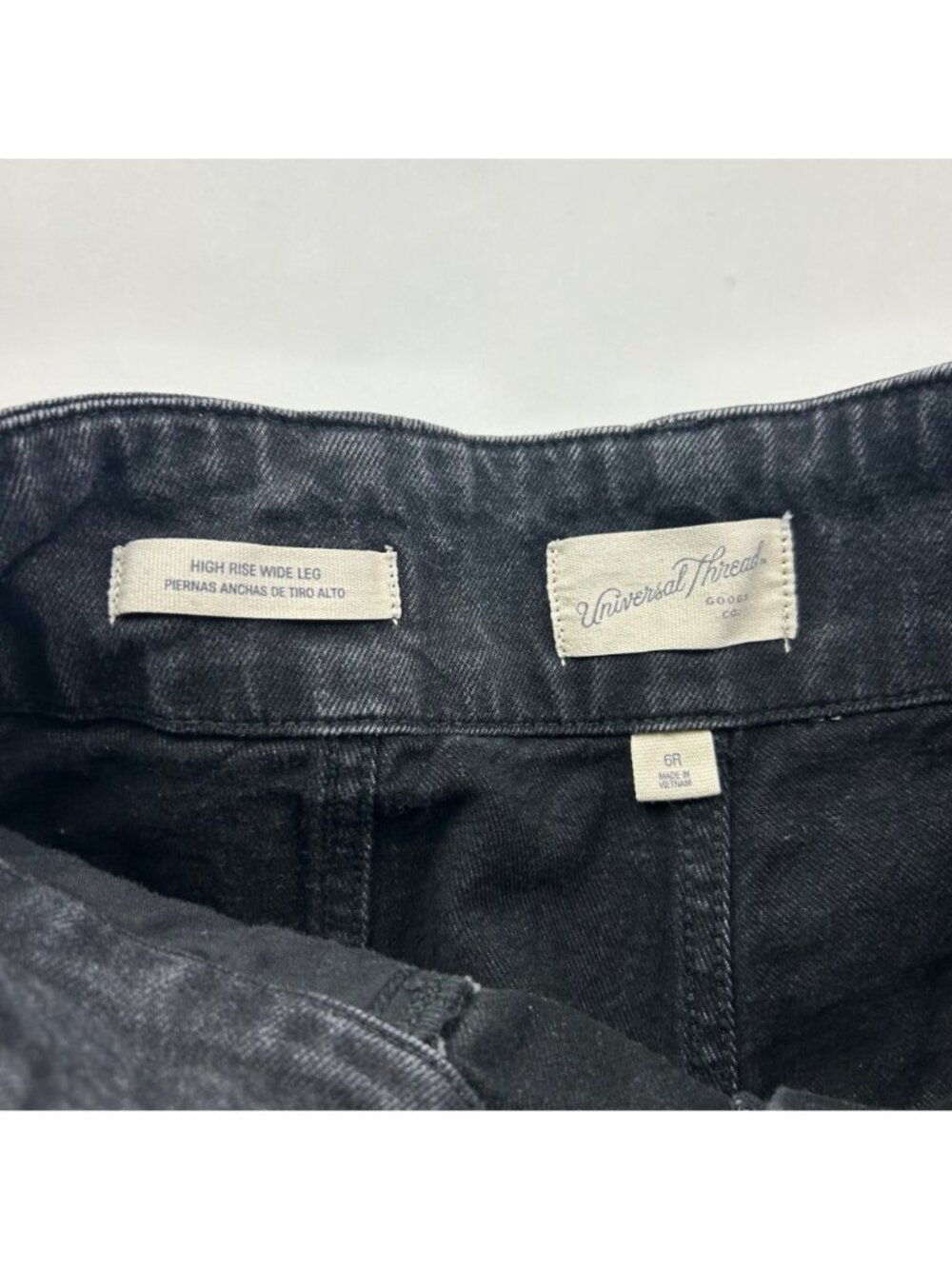 Universal Thread Black Denim High Rise Wide Leg Jeans 6R - Picture 3 of 6